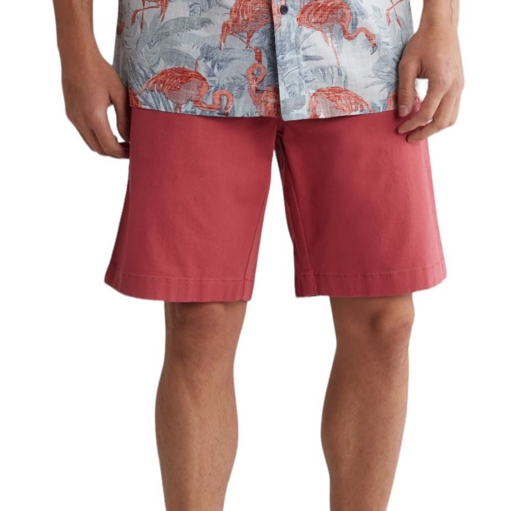 14th & Union Wallin Stretch Twill Chino Shorts in Red Earth Trim Fit Cotton
